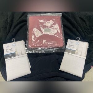 Mainstays White and unbranded Pink Sheer Curtain Panels